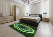 Patterned Dark Forest Green Rug in a Bedroom, pat1870grn