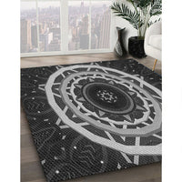 Patterned Charcoal Black Rug, pat1870gry