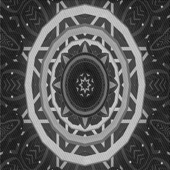 Round Patterned Charcoal Black Rug, pat1870gry