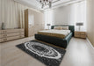 Patterned Charcoal Black Rug in a Bedroom, pat1870gry