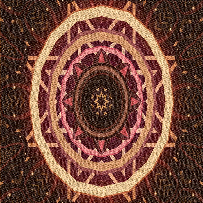 Round Patterned Red Red Rug, pat1870org