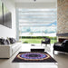 Square Machine Washable Transitional Gunmetal Gray Rug in a Living Room, wshpat1870