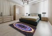 Machine Washable Transitional Gunmetal Gray Rug in a Bedroom, wshpat1870