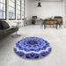 Round Patterned Sky Blue Rug in a Office, pat1871blu