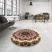 Round Patterned Peru Brown Rug in a Office, pat1871brn