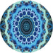 Square Machine Washable Transitional Blue Turquoise Green Rug in a Living Room, wshpat1871lblu