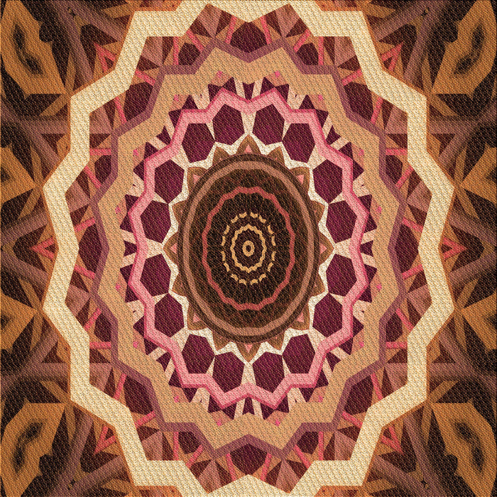 Round Patterned Orange Rug, pat1871org