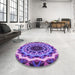 Round Patterned Purple Rug in a Office, pat1871pur