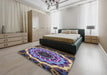 Machine Washable Transitional Dark Gray Rug in a Bedroom, wshpat1871