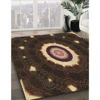 Patterned Black Brown Rug, pat1872brn