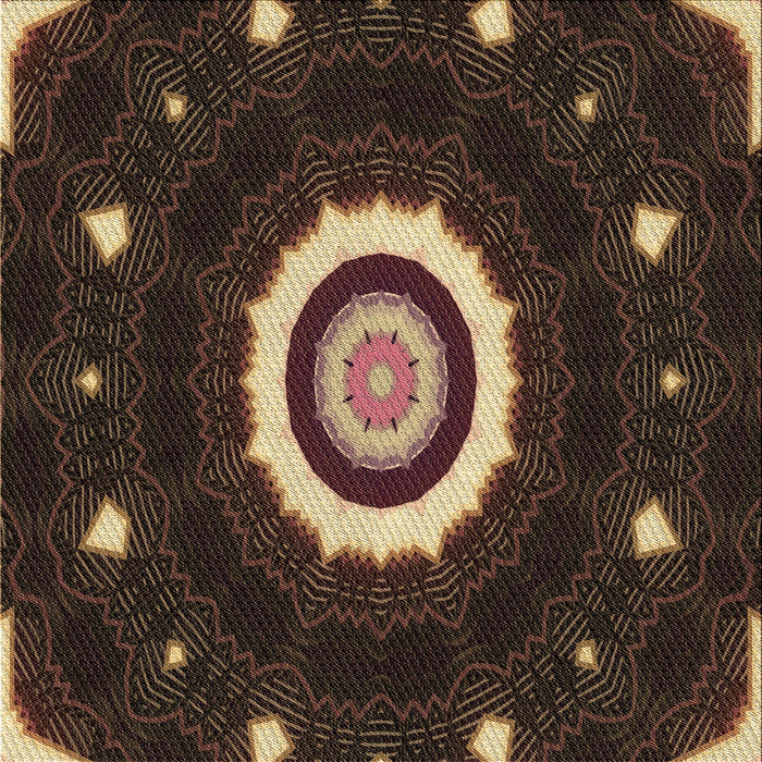 Round Patterned Black Brown Rug, pat1872brn