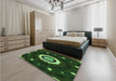 Patterned Dark Lime Green Rug in a Bedroom, pat1872grn