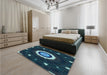 Round Machine Washable Transitional Glacial Blue Ice Blue Rug in a Office, wshpat1872lblu