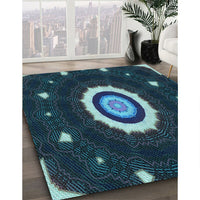 Patterned Glacial Blue Ice Blue Rug, pat1872lblu