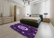 Round Machine Washable Transitional Dark Orchid Purple Rug in a Office, wshpat1872pur