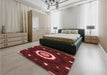 Patterned Cherry Red Rug in a Bedroom, pat1872rd