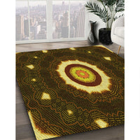 Patterned Black Brown Rug, pat1872yw