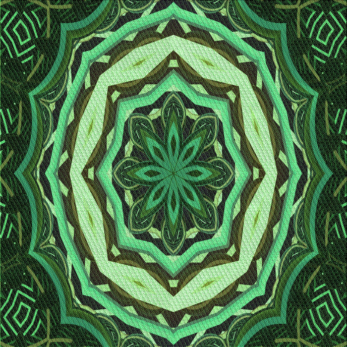 Round Machine Washable Transitional Dark Forest Green Rug, wshpat1873grn