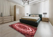 Patterned Crimson Red Rug in a Bedroom, pat1873rd