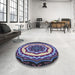 Round Patterned Dark Purple Novelty Rug in a Office, pat1873