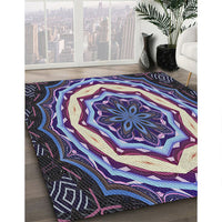 Patterned Dark Purple Novelty Rug, pat1873