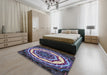 Machine Washable Transitional Dark Purple Rug in a Bedroom, wshpat1873