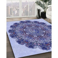 Patterned Deep Periwinkle Purple Rug, pat1874blu