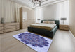 Round Machine Washable Transitional Deep Periwinkle Purple Rug in a Office, wshpat1874blu