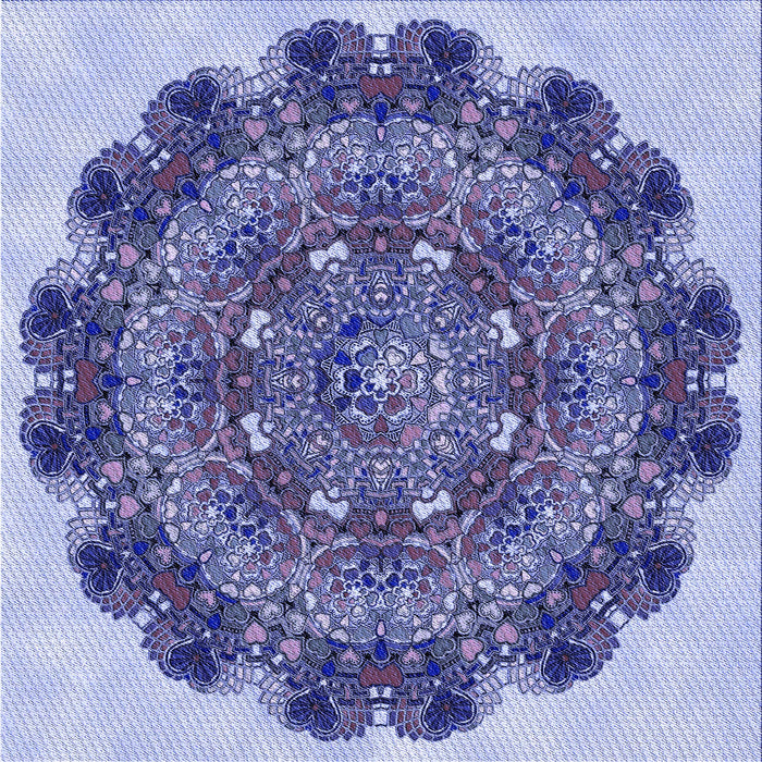 Round Machine Washable Transitional Deep Periwinkle Purple Rug, wshpat1874blu