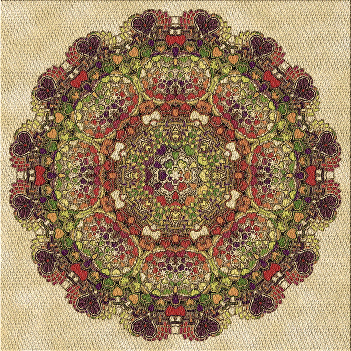 Round Machine Washable Transitional Yellow Rug, wshpat1874brn
