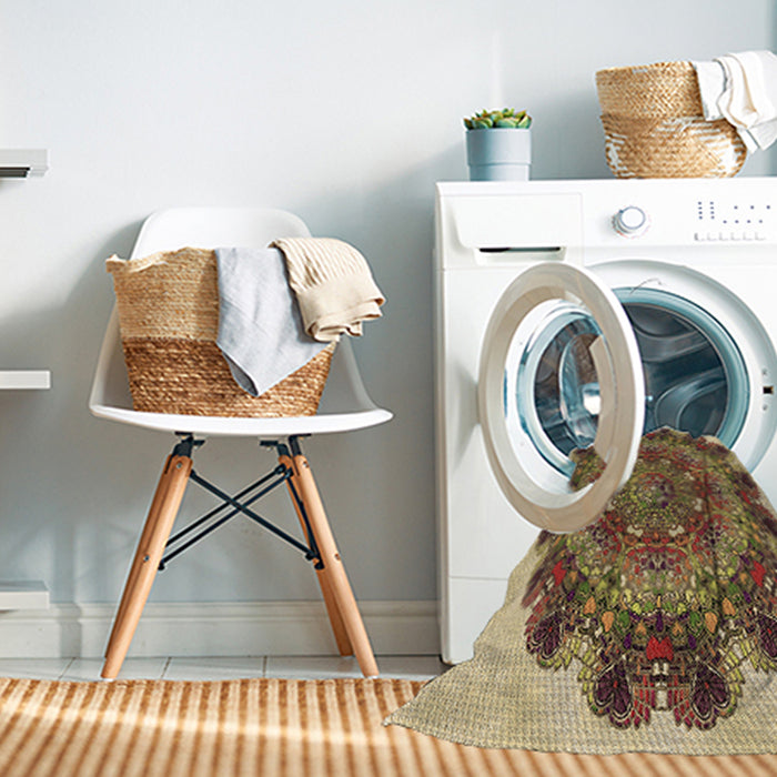 Machine Washable Transitional Yellow Rug in a Washing Machine, wshpat1874brn