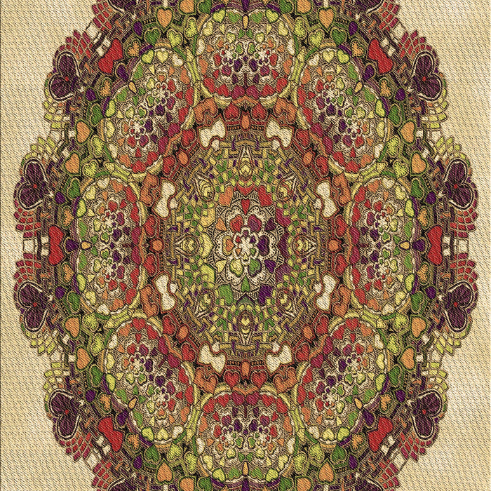 Machine Washable Transitional Yellow Rug, wshpat1874brn
