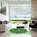 Square Patterned Green Rug in a Living Room, pat1874grn