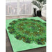 Patterned Green Rug in Family Room, pat1874grn