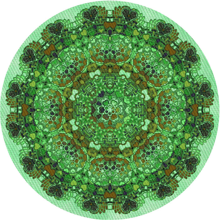 Square Machine Washable Transitional Green Rug in a Living Room, wshpat1874grn