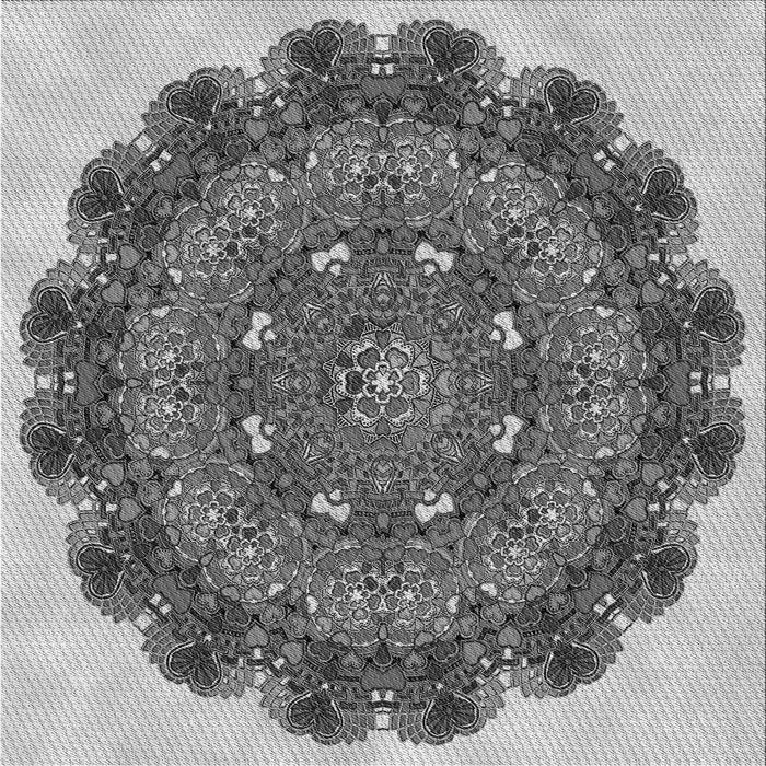 Round Patterned Silver Gray Rug, pat1874gry