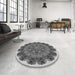 Round Patterned Silver Gray Rug in a Office, pat1874gry