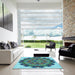 Square Patterned Blue Rug in a Living Room, pat1874lblu