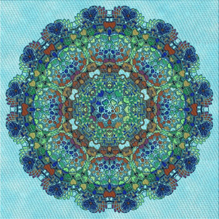 Round Patterned Blue Rug, pat1874lblu