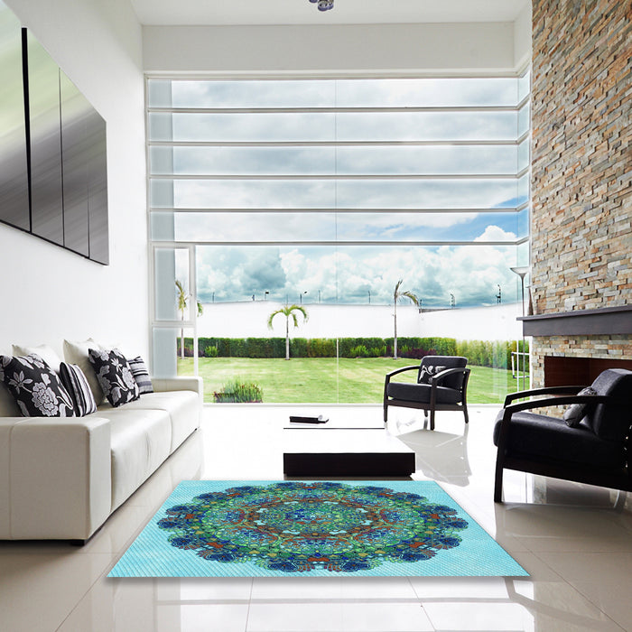 Machine Washable Transitional Blue Rug in a Kitchen, wshpat1874lblu