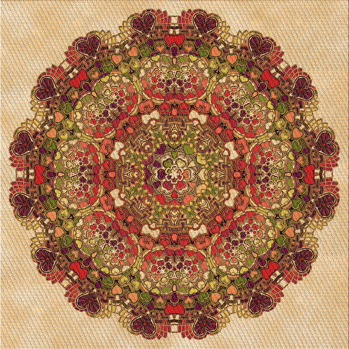 Round Machine Washable Transitional Yellow Orange Rug, wshpat1874org