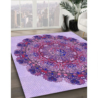 Patterned Bright Lilac Purple Rug, pat1874pur