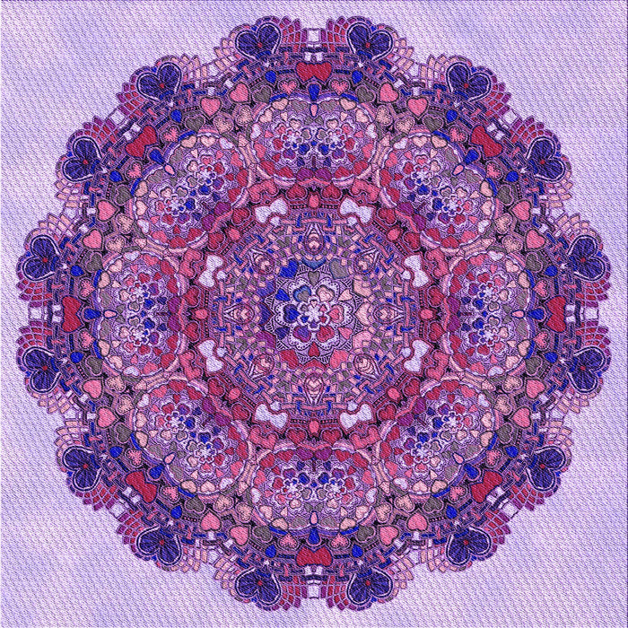 Round Patterned Bright Lilac Purple Rug, pat1874pur