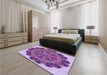 Patterned Bright Lilac Purple Rug in a Bedroom, pat1874pur