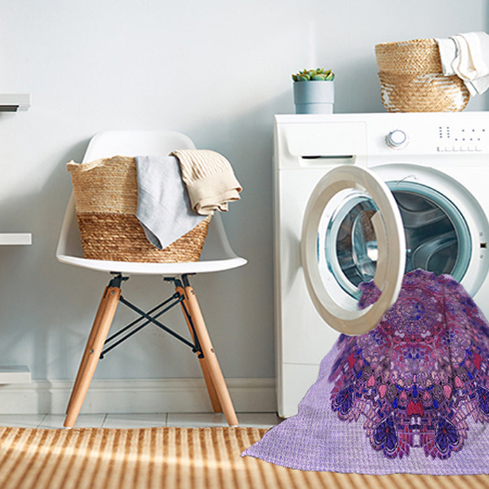 Machine Washable Transitional Bright Lilac Purple Rug in a Washing Machine, wshpat1874pur