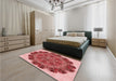 Round Machine Washable Transitional Light Coral Pink Rug in a Office, wshpat1874rd