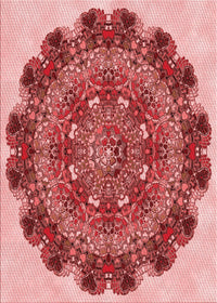 Machine Washable Transitional Light Coral Pink Rug, wshpat1874rd