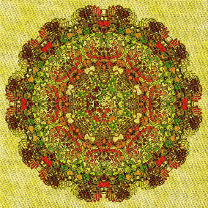 Round Patterned Saddle Brown Rug, pat1874yw