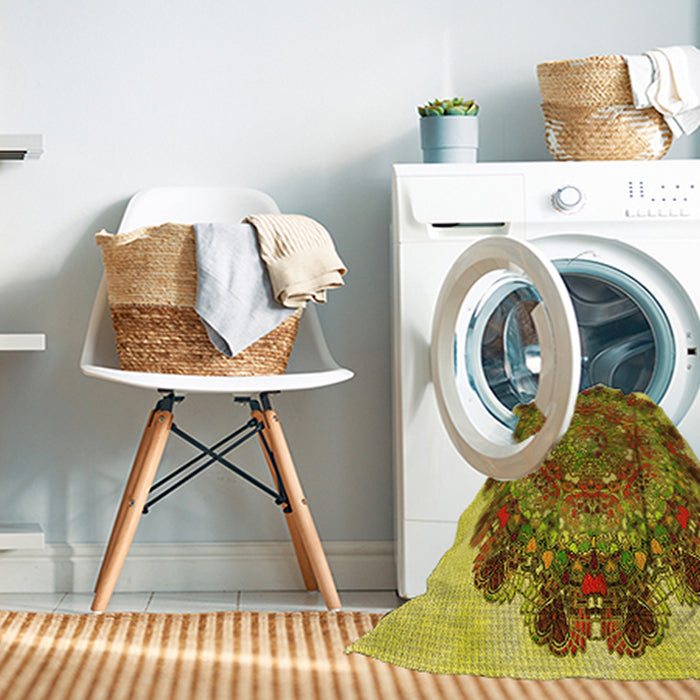 Machine Washable Transitional Saddle Brown Rug in a Washing Machine, wshpat1874yw