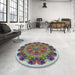 Round Patterned Purple Novelty Rug in a Office, pat1874